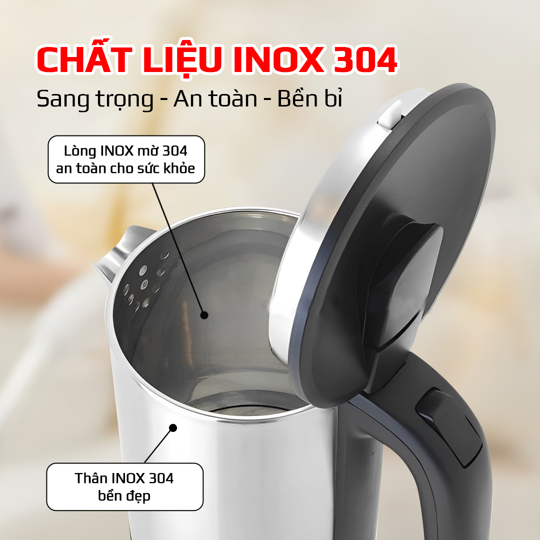 BÌNH ĐUN SIÊU TỐC INOX MỜ 304_ Osaka KT-2000_ 2 lít