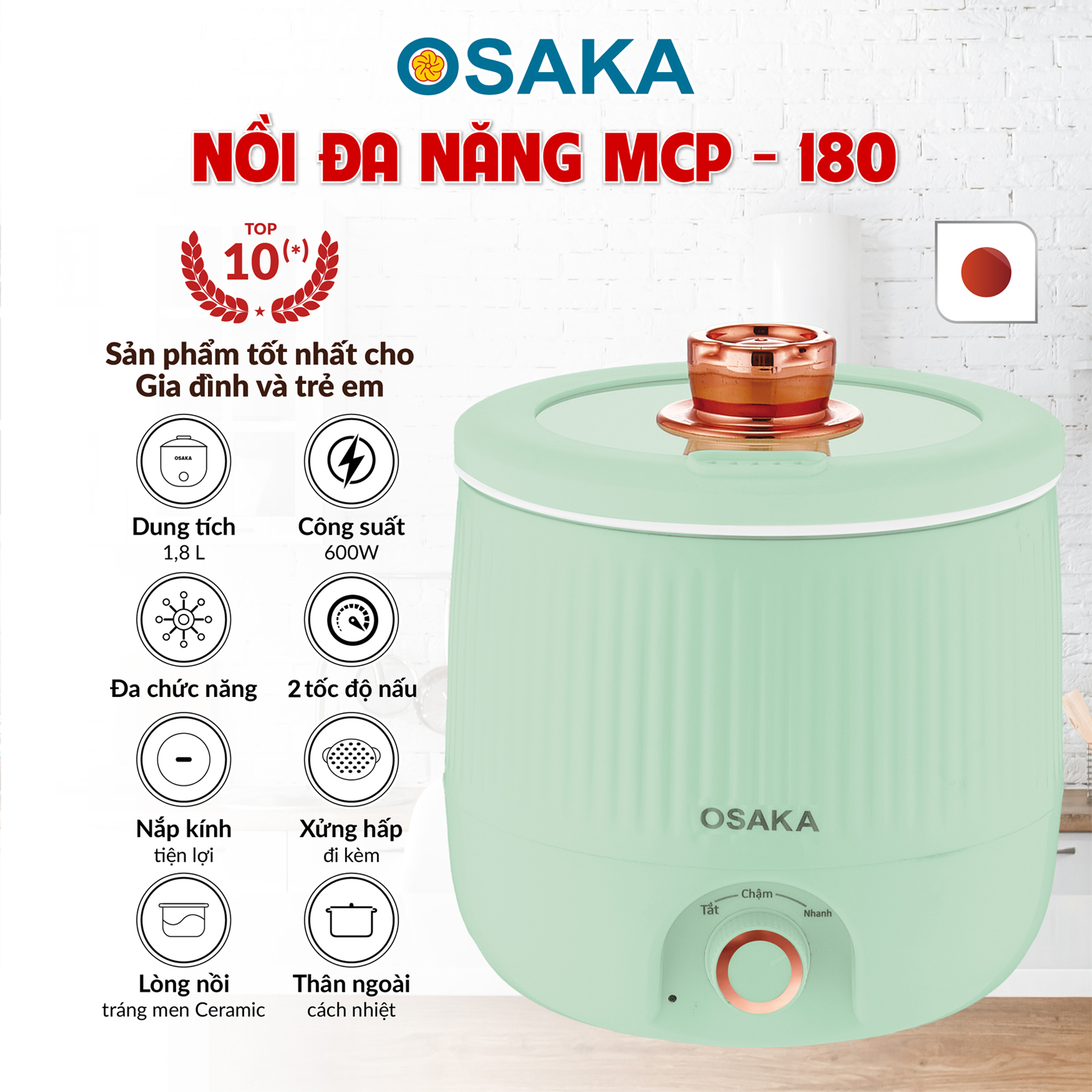 NỒI LẨU ĐIỆN "MAGIC POT" 12 TRONG 1 OSAKA MCP-180 ĐA NĂNG VÀ TIỆN DỤNG