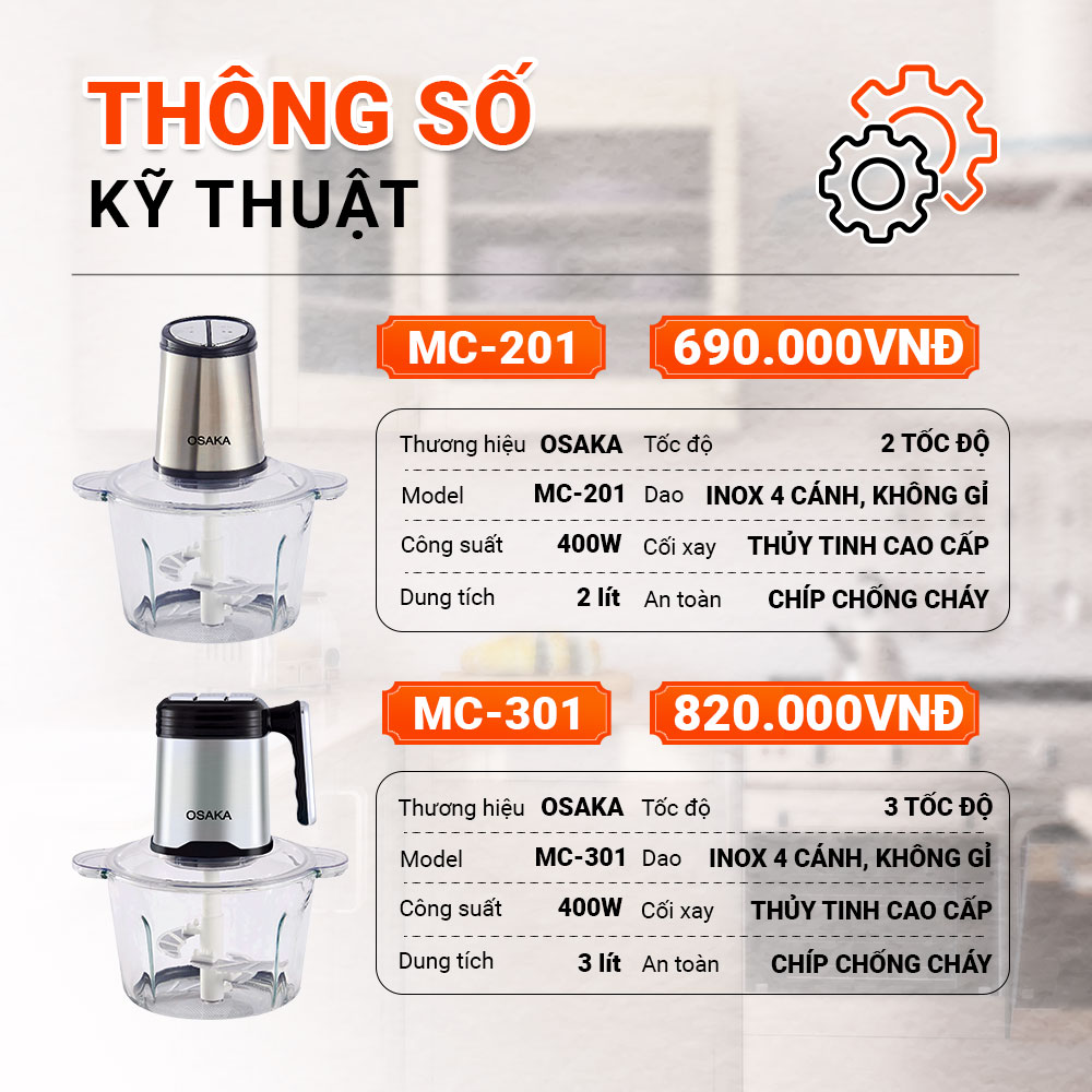 Máy xay thịt OSAKA MC-301 chính hãng đa năng tiện dụng