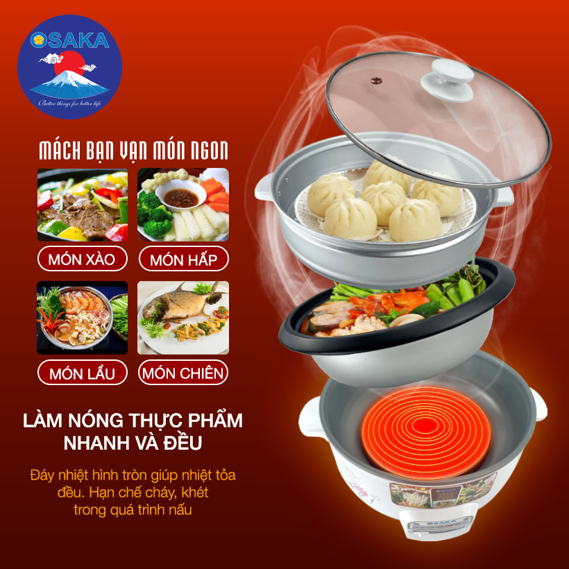 Lẩu điện đa năng Osaka MFC-30T - Dung tích 3.0 lít