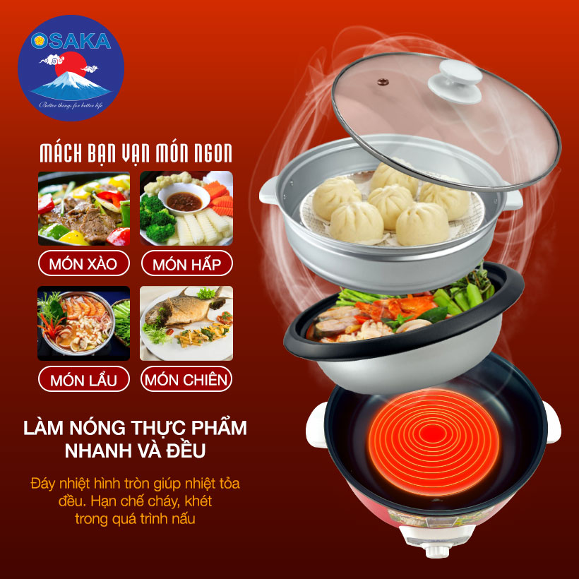 Lẩu điện đa năng Osaka MFC-35D - Dung tích 3.0 lít