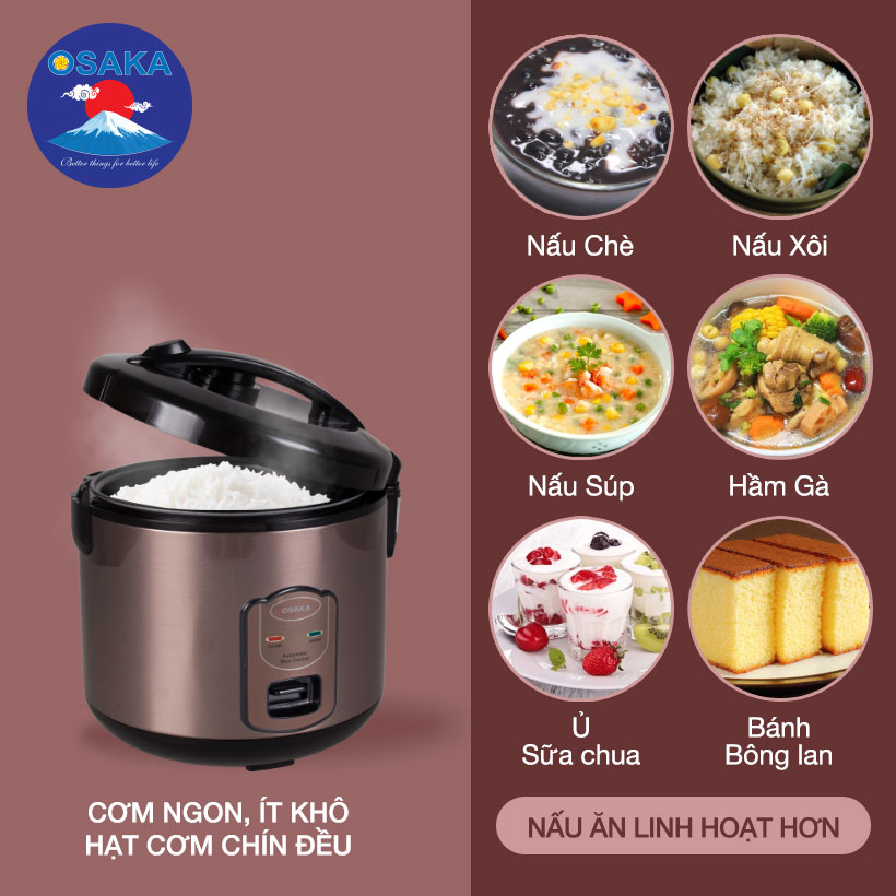 NỒI CƠM ĐIỆN OSAKA RC118T 1.8 LÍT - GIỮ TRỌN VỊ QUÊ HƯƠNG