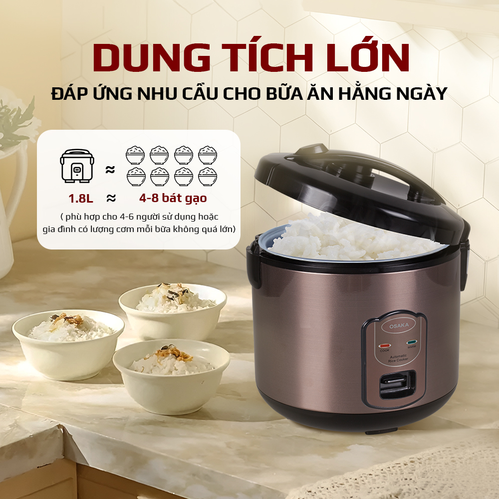NỒI CƠM ĐIỆN OSAKA RC118T 1.8 LÍT - GIỮ TRỌN VỊ QUÊ HƯƠNG