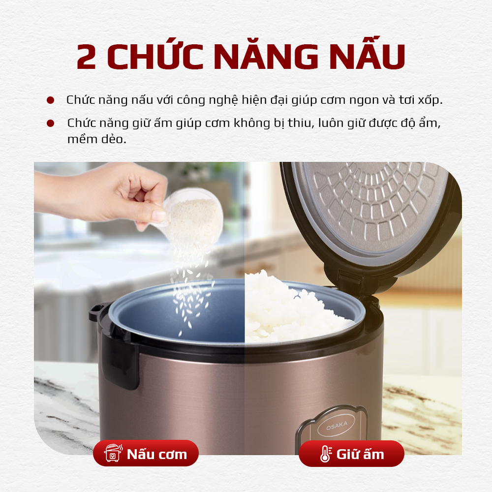 NỒI CƠM ĐIỆN OSAKA RC118T 1.8 LÍT - GIỮ TRỌN VỊ QUÊ HƯƠNG