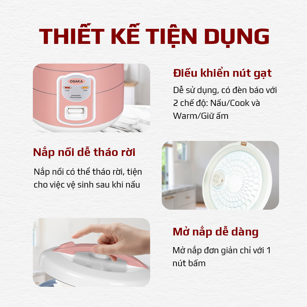 NỒI CƠM ĐIỆN OSAKA RC118T 1.8 LÍT - GIỮ TRỌN VỊ QUÊ HƯƠNG