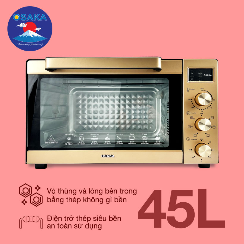 LÒ NƯỚNG THÙNG OSAKA TO-45LB - ĐẶC BIỆT CHỨC NĂNG RÃ ĐÔNG