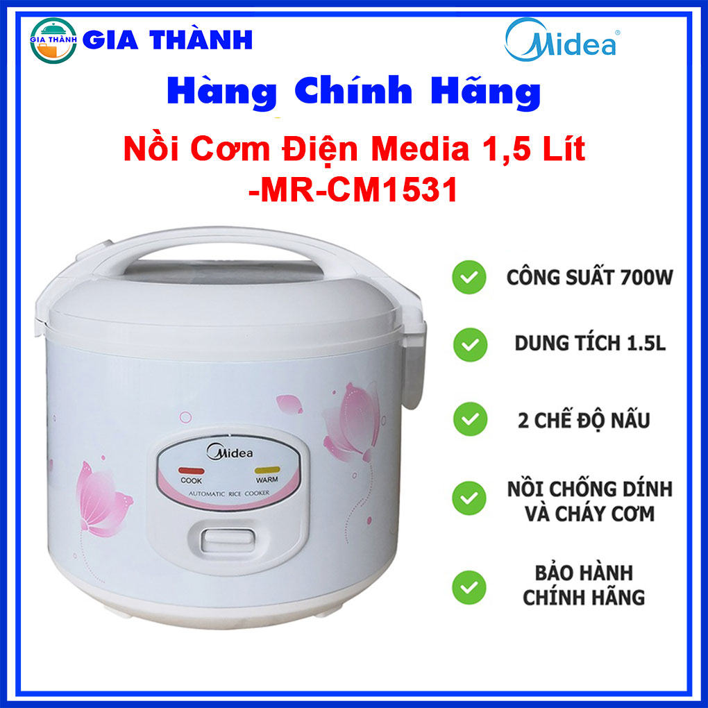 Nồi cơm mini nắp gài Midea 1.5 lít MR-CM1531, 700w