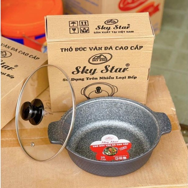 Nồi gang chống dính - Thố đúc vân đá đáy từ cao cấp Sky Star - Gia Thành Mall