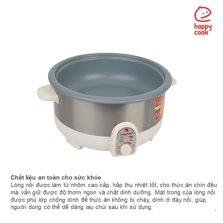 Nồi lẩu điện có xửng Happy Cook 3.5L HCHP-350ST Gia dụng Gia Thành