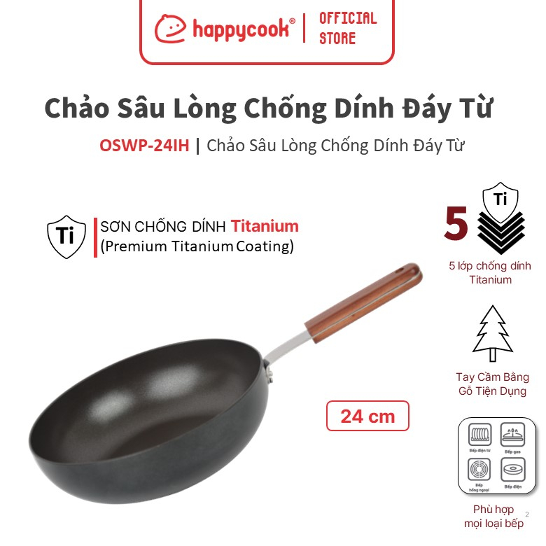 Chảo Sâu Lòng Chống Dính Đáy Từ Happy Cook 24cm OSWP-24IH Gia dụng Gia Thành
