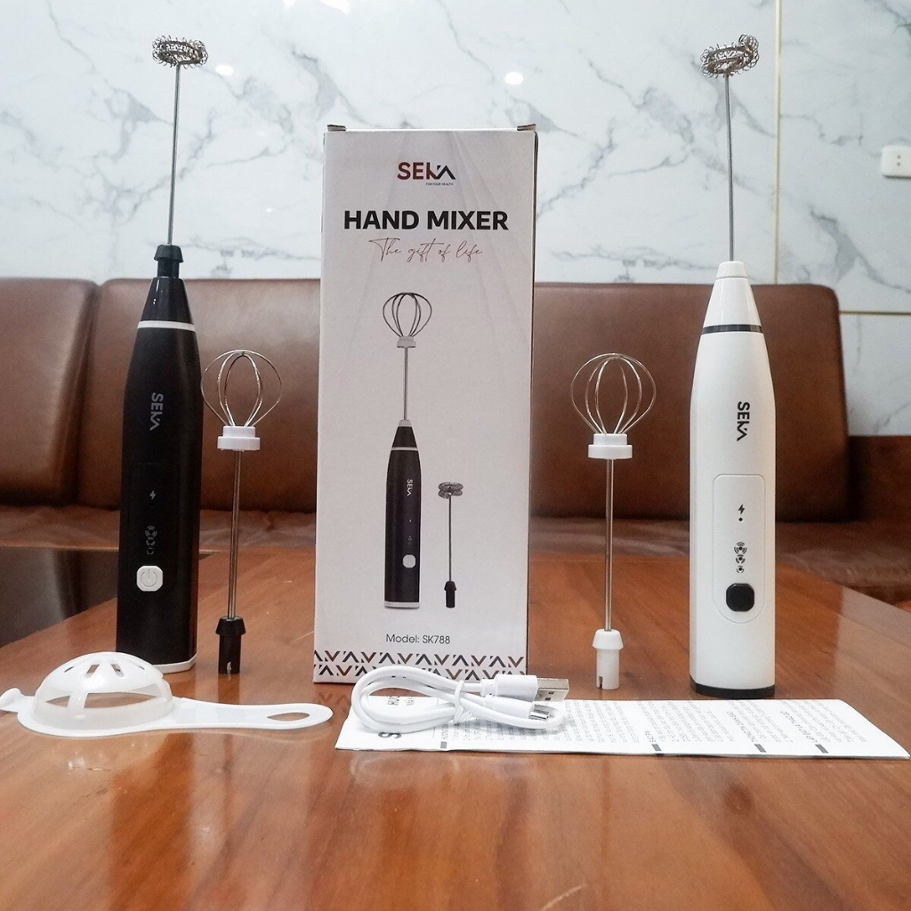 Máy Đánh bọt Cà phê, Đánh trứng cầm tay mini không dây đa năng 3 chế độ - Chĩnh hãng SEKA