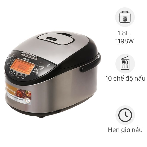 Nồi cơm điện tử cao tần Tiger JKT-D18V dung tích 1.8L - Hàng chính hãng