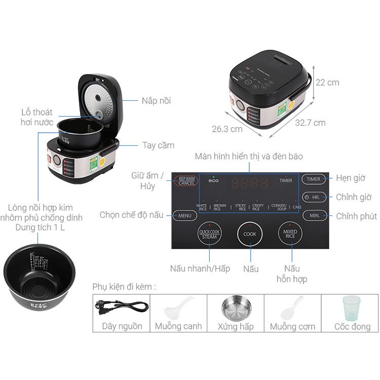 Nồi cơm điện Toshiba RC-10IX1PV / RC-18IX1PV - Hàng chính hãng
