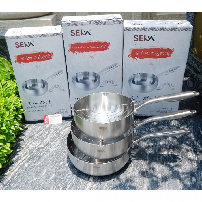 Chảo Inox Seka Siêu chống dính, 5 lớp đúc nguyên khối công nghệ Nhật, Dùng được bếp từ, 22cm, 24cm, 26cm - Gia Thành