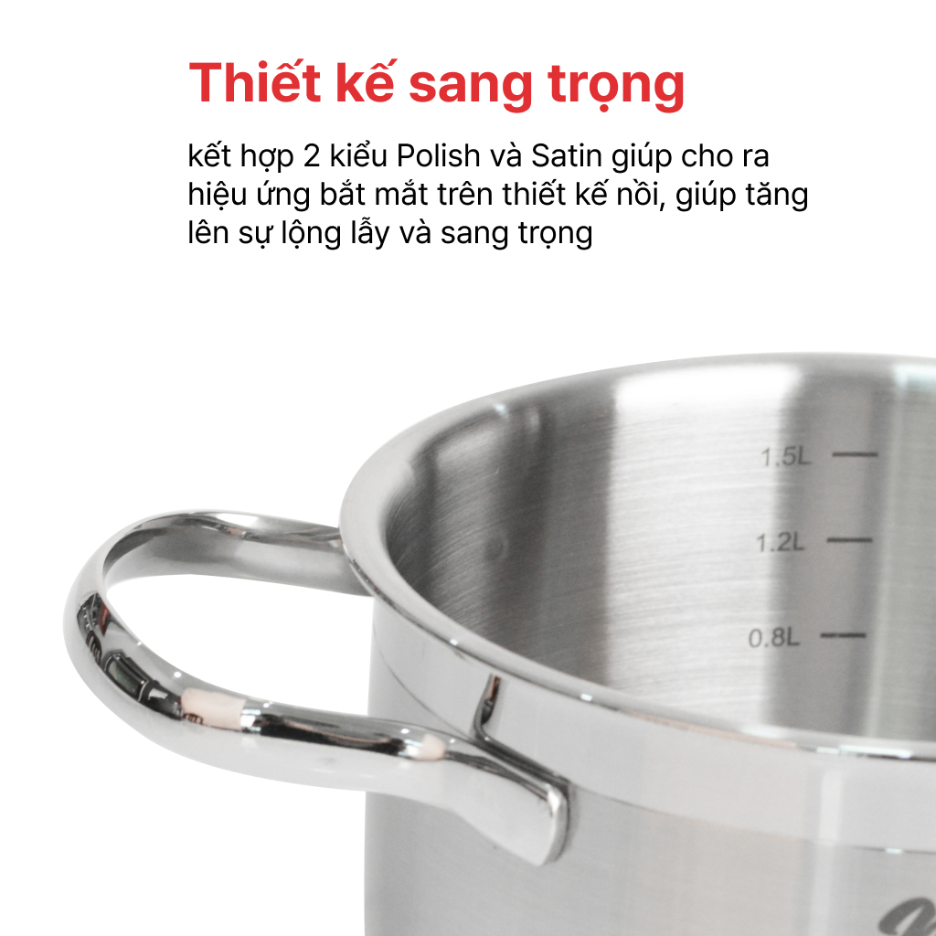 Bộ nồi Inox cao cấp 3 lớp đáy liền Noble, HAPPYCOOK Gia dụng Gia Thành