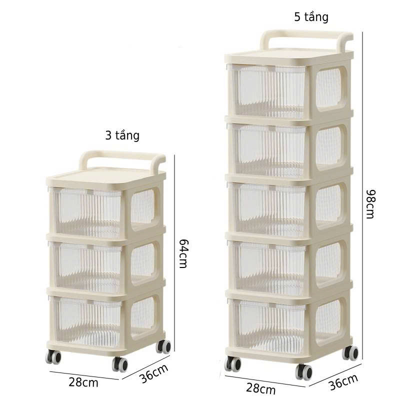 Kệ nhựa đựng đồ đa năng có bánh xe (Chịu Tải 20Kg)