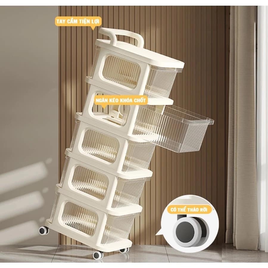 Kệ nhựa đựng đồ đa năng có bánh xe (Chịu Tải 20Kg)