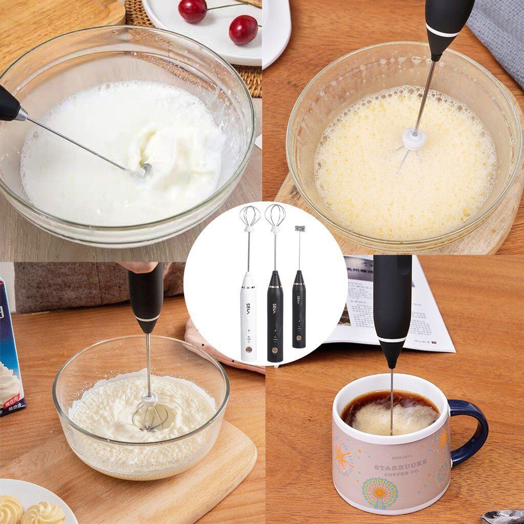 Máy Đánh bọt Cà phê, Đánh trứng cầm tay mini không dây đa năng 3 chế độ - Chĩnh hãng SEKA