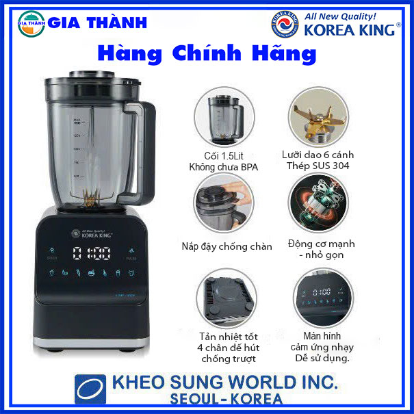 Máy xay sinh tố đa năng 1800W Korea King- Hàn Quốc, xay nhuyễn thực phẩm, vệ sinh dễ dàng - Bảo hành 12 tháng -Gia Thành