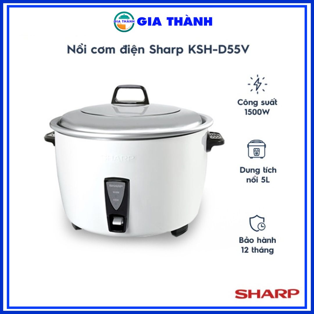 Nồi cơm điện nắp rời Sharp KSH-D55V, dung tích 5 Lít