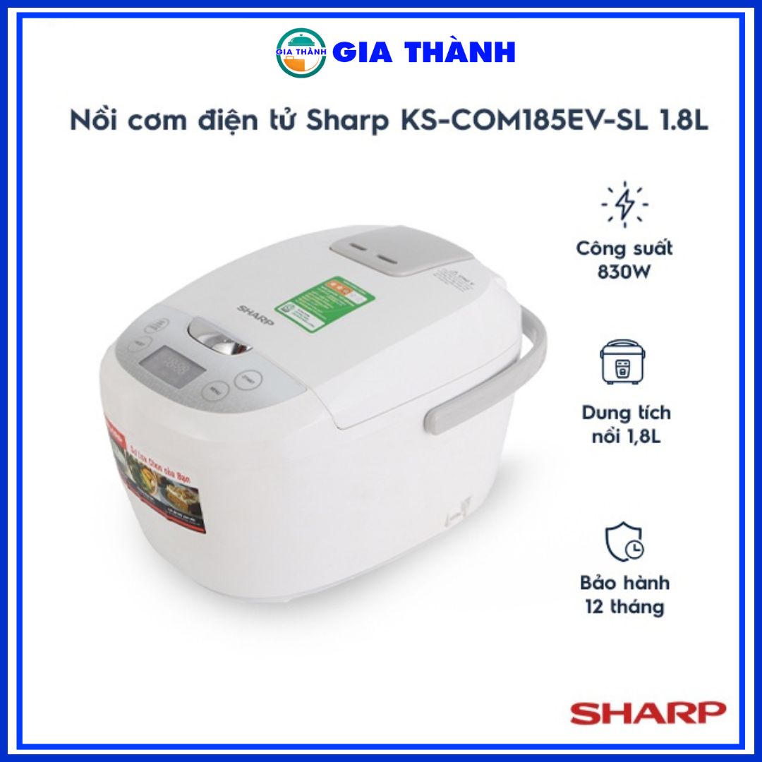 Nồi cơm điện tử Sharp KS-COM185EV-SL 1.8L - Hàng chính hãng