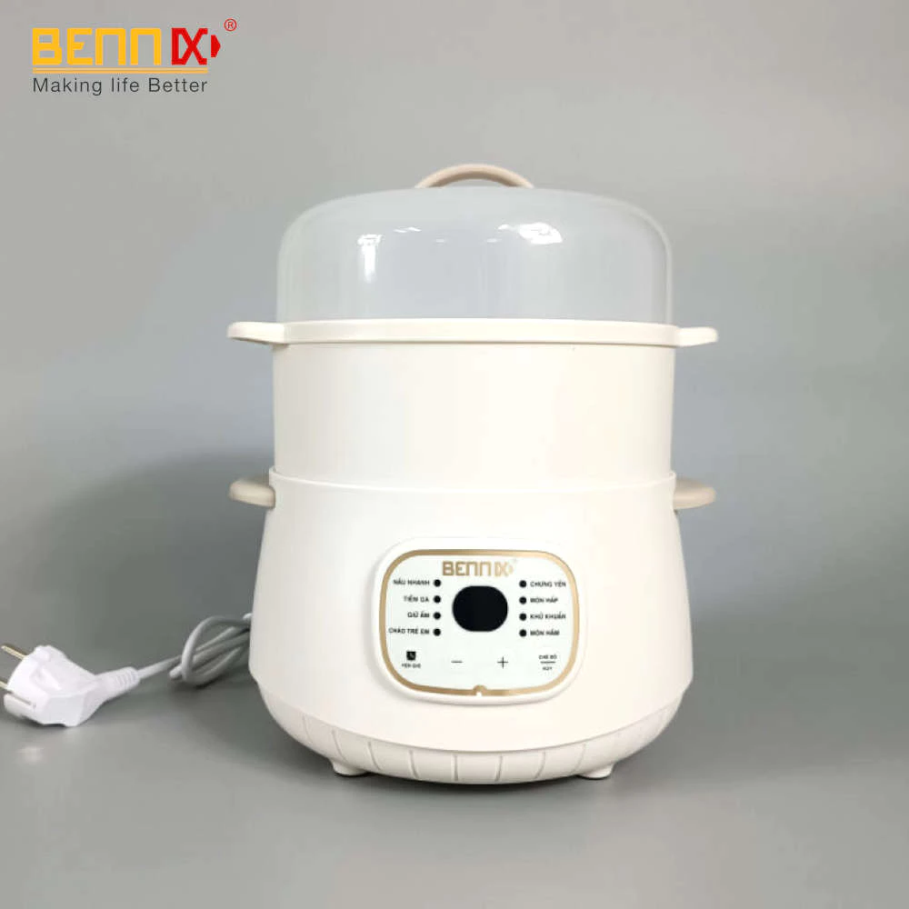Nồi Nấu Cháo, Chưng Yến, Hầm Cách Thuỷ Bennix BN-10SLC dung tích 1 Lít Kèm Xửng Hấp
