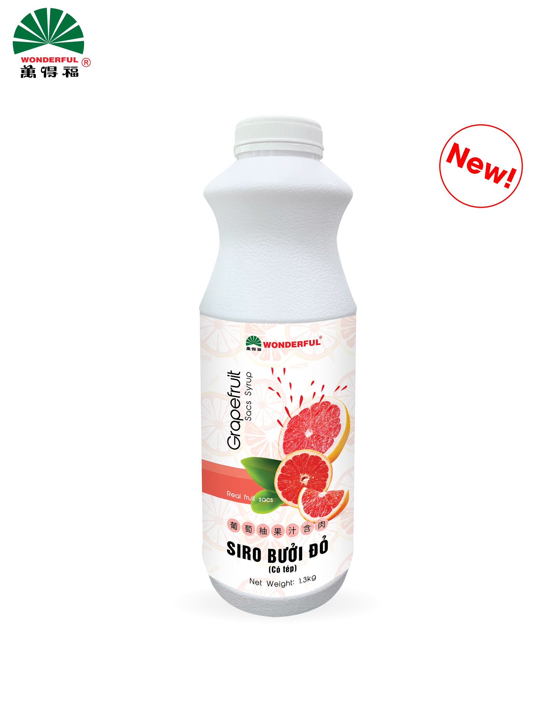 Siro Wonderful chai 1kg3 - BƯỞI ĐỎ