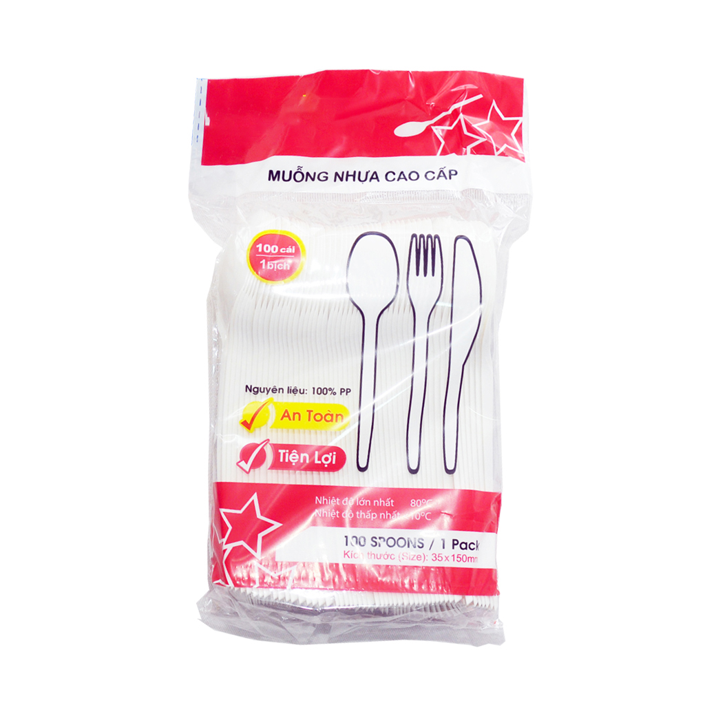 Muỗng nhựa bịch 100 cái - TRẮNG