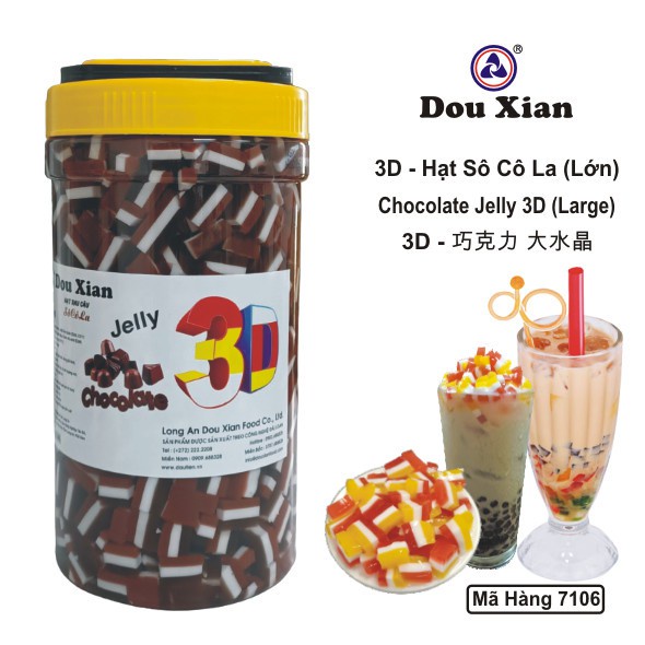 Thạch 3D Douxian hộp 2.5kg - TRÁI CÂY - HẠT LỚN