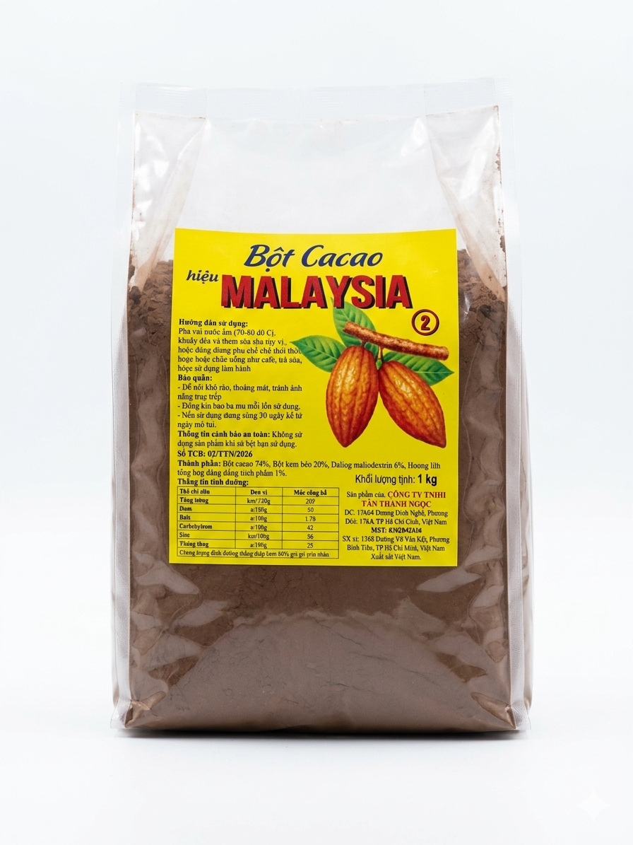 Bột cacao Nguyên Chất Malaysia gói 1Kg