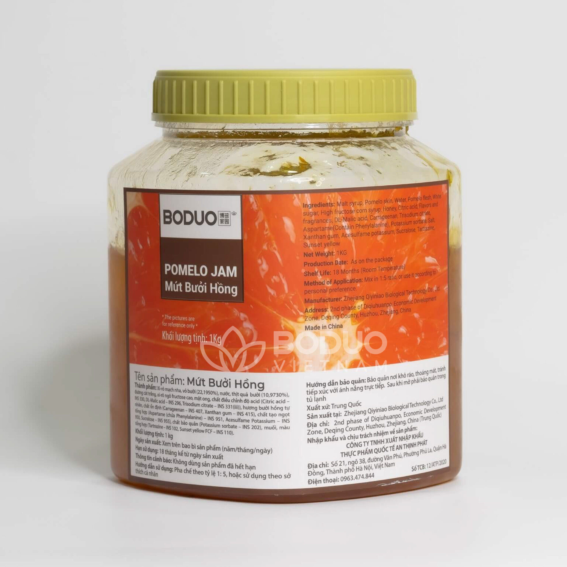 Mứt Boduo hộp 1kg (hộp trong) - BƯỞI HỒNG