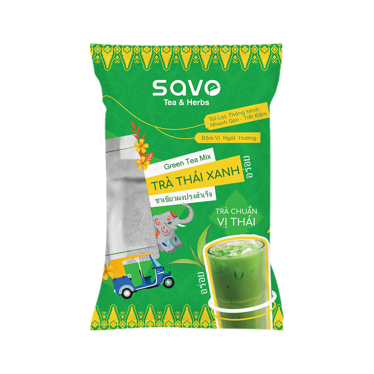 Trà Thái xanh túi lọc SAVO gói 300g (15 túi x 20g)