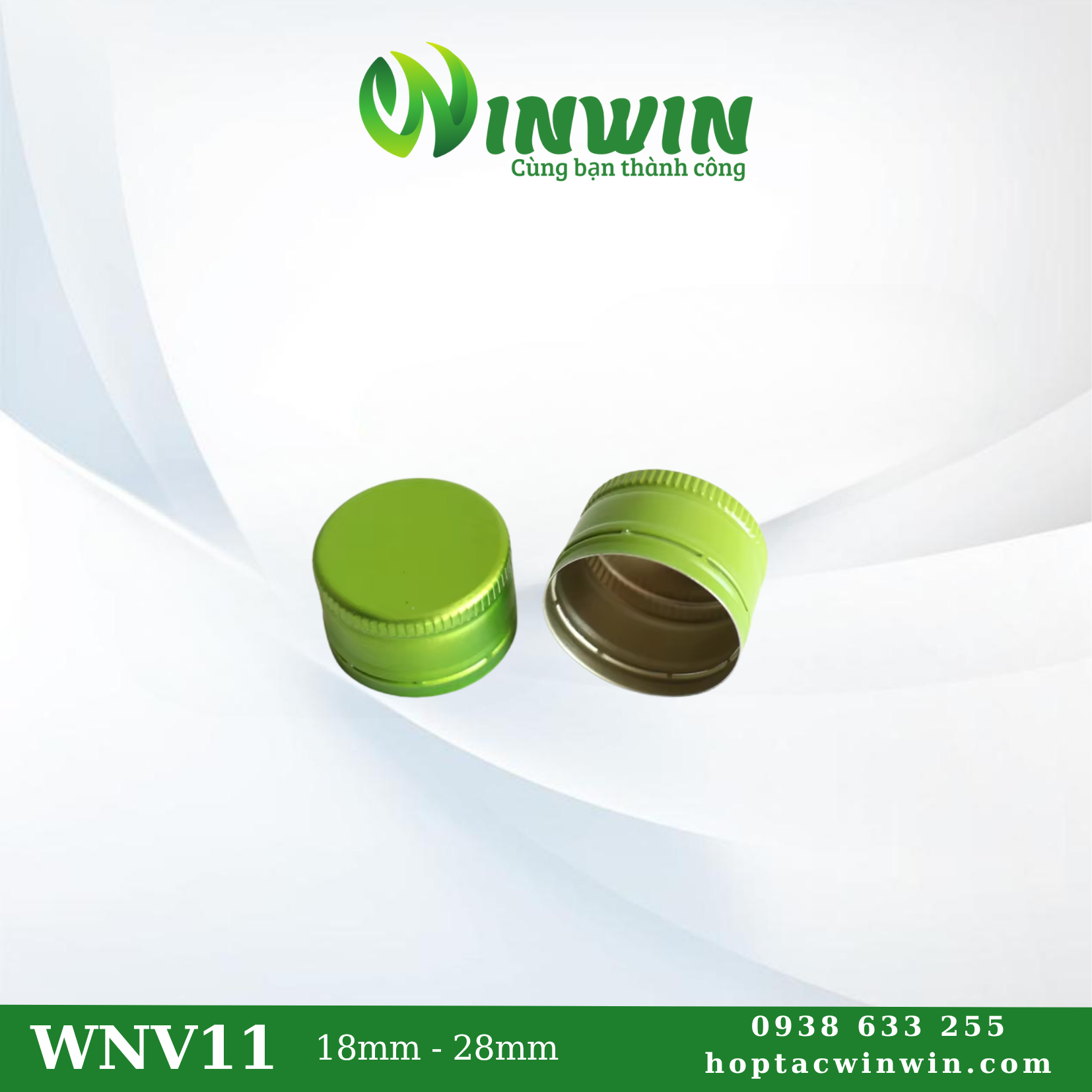 Nắp nhôm vặn 18mm - 28mm màu xanh dạ quang