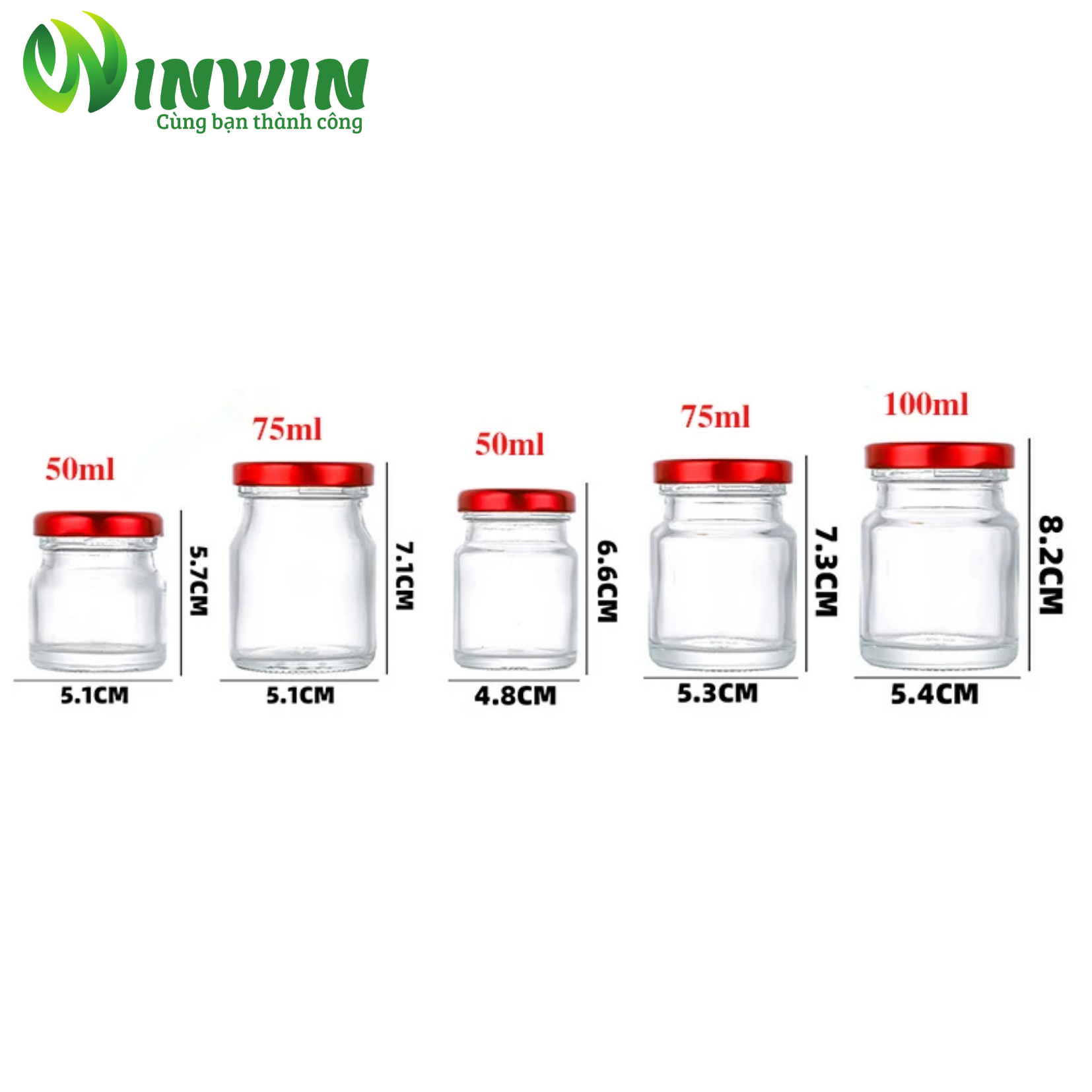 Hũ thủy tinh 50ml 75ml 100ml