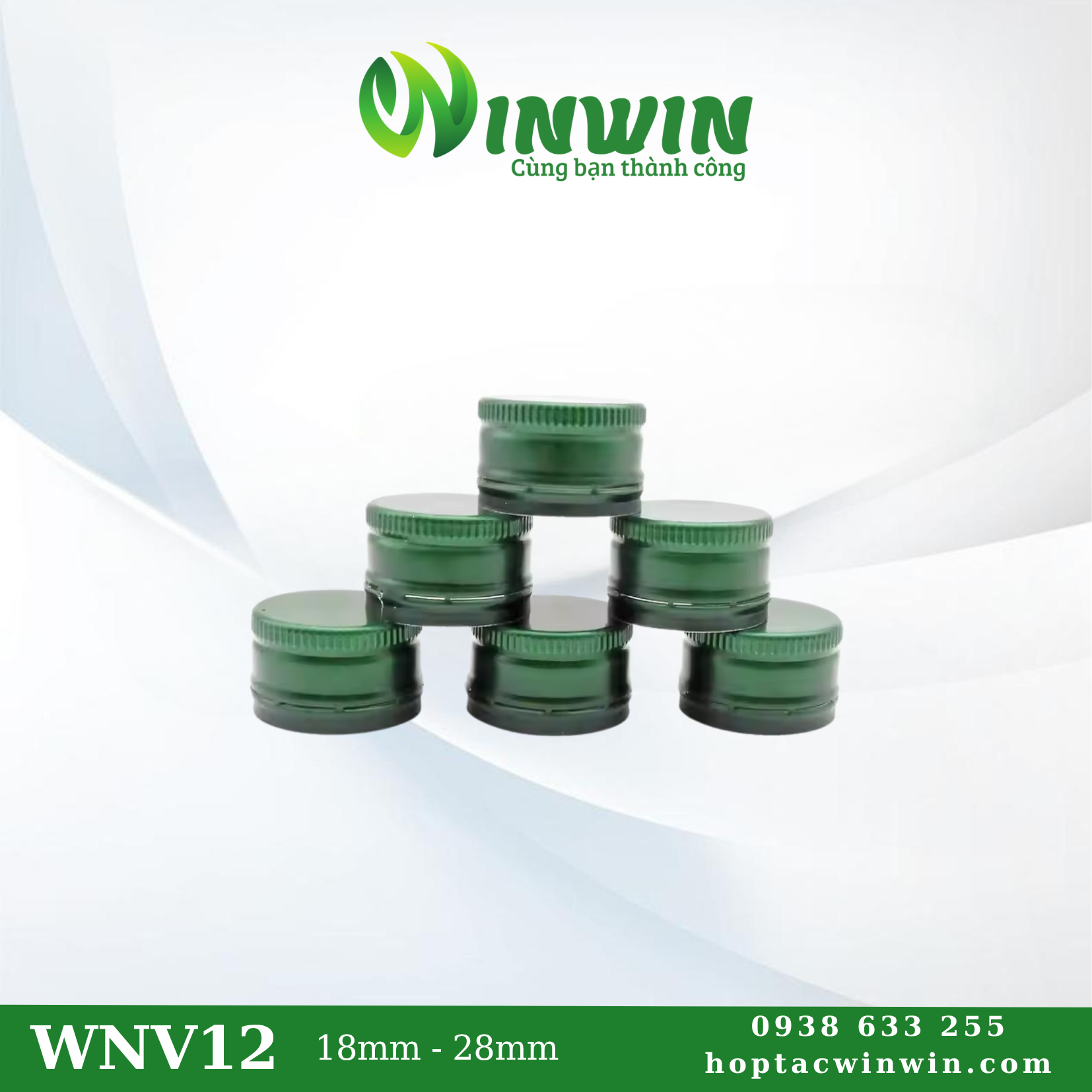 Nắp nhôm vặn 18mm - 28mm màu xanh rêu