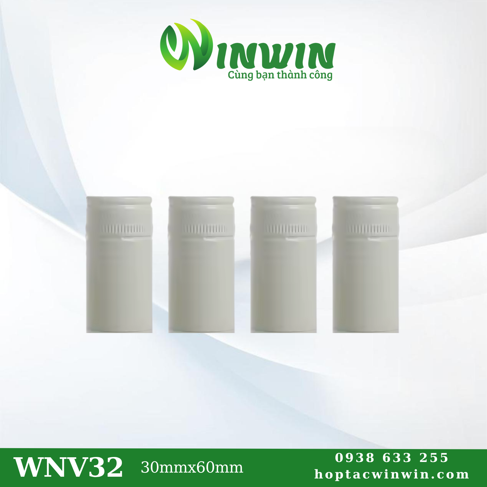 Nắp nhôm vặn 30mmx60mm màu trắng sữa
