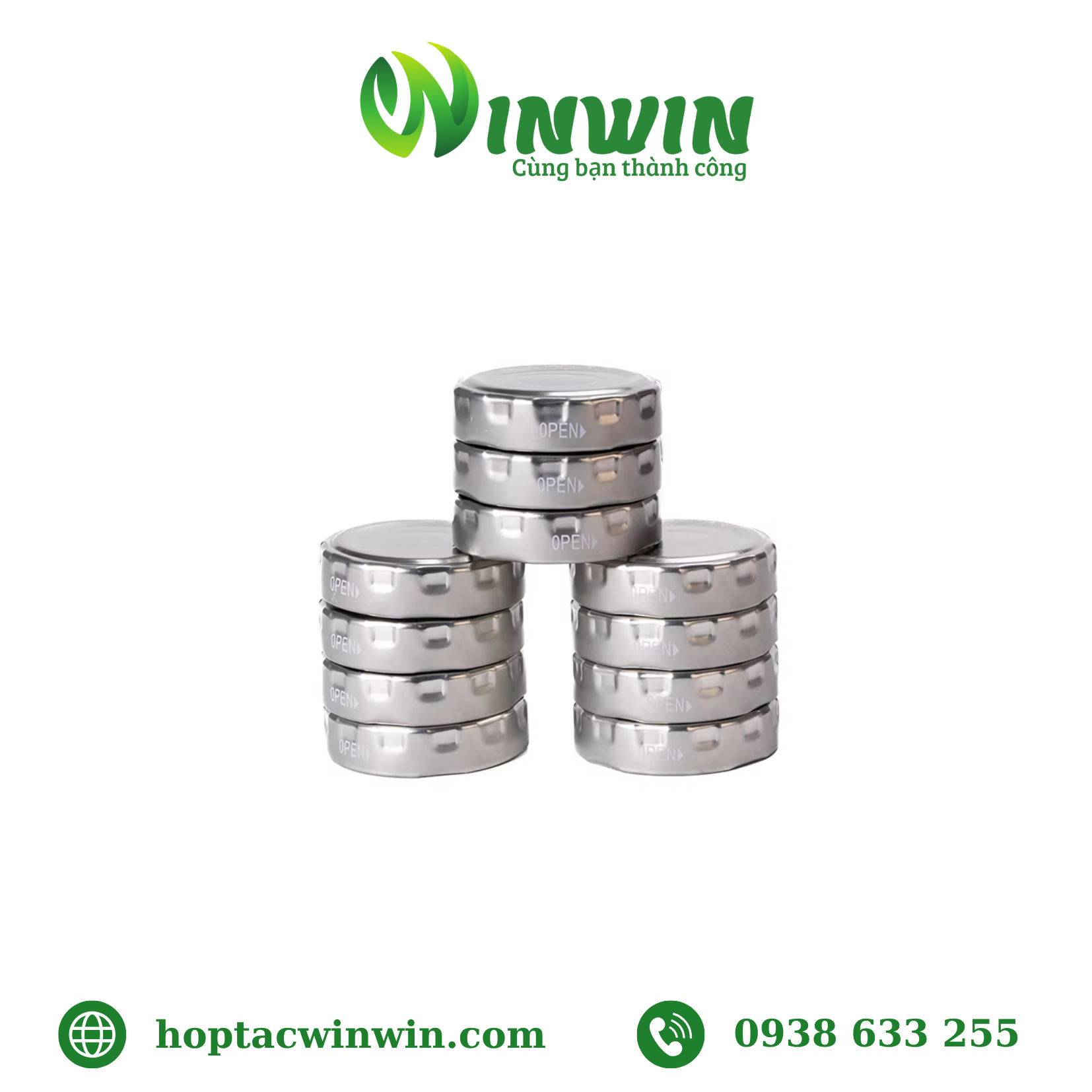 Nắp thiếc vặn 38mm - 56mm màu bạc