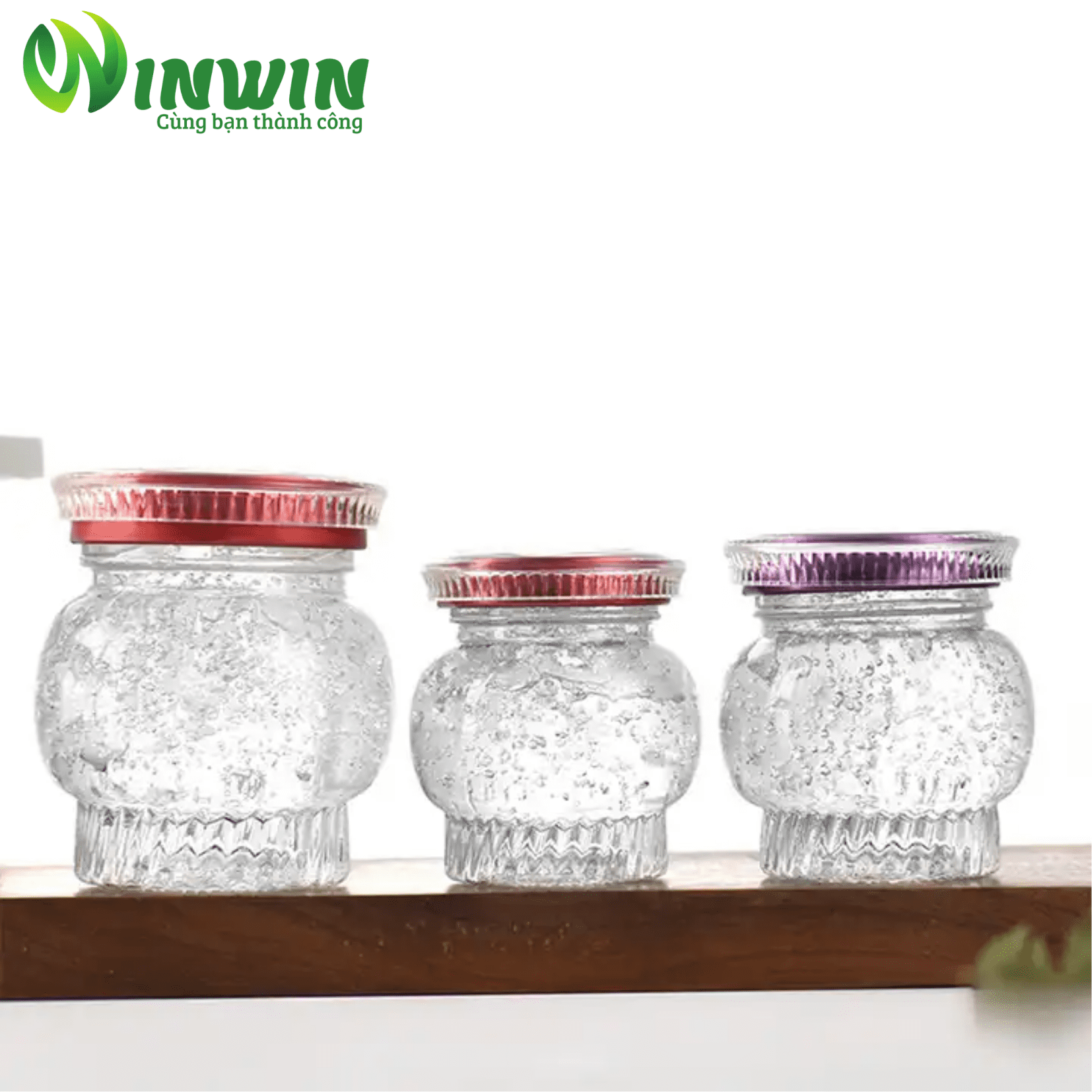 Hũ thủy tinh dáng lồng đèn 2 nắp 180ml 360ml
