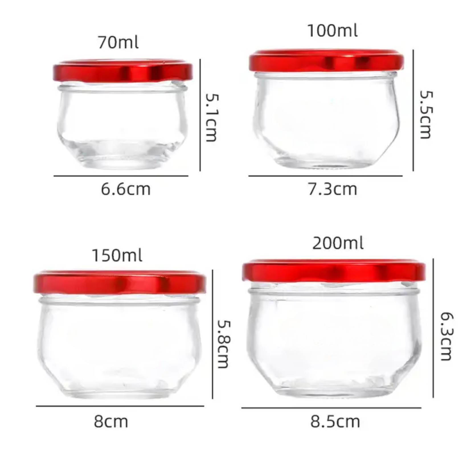 Hũ thủy tinh bầu 70ml 100ml 150ml 200ml