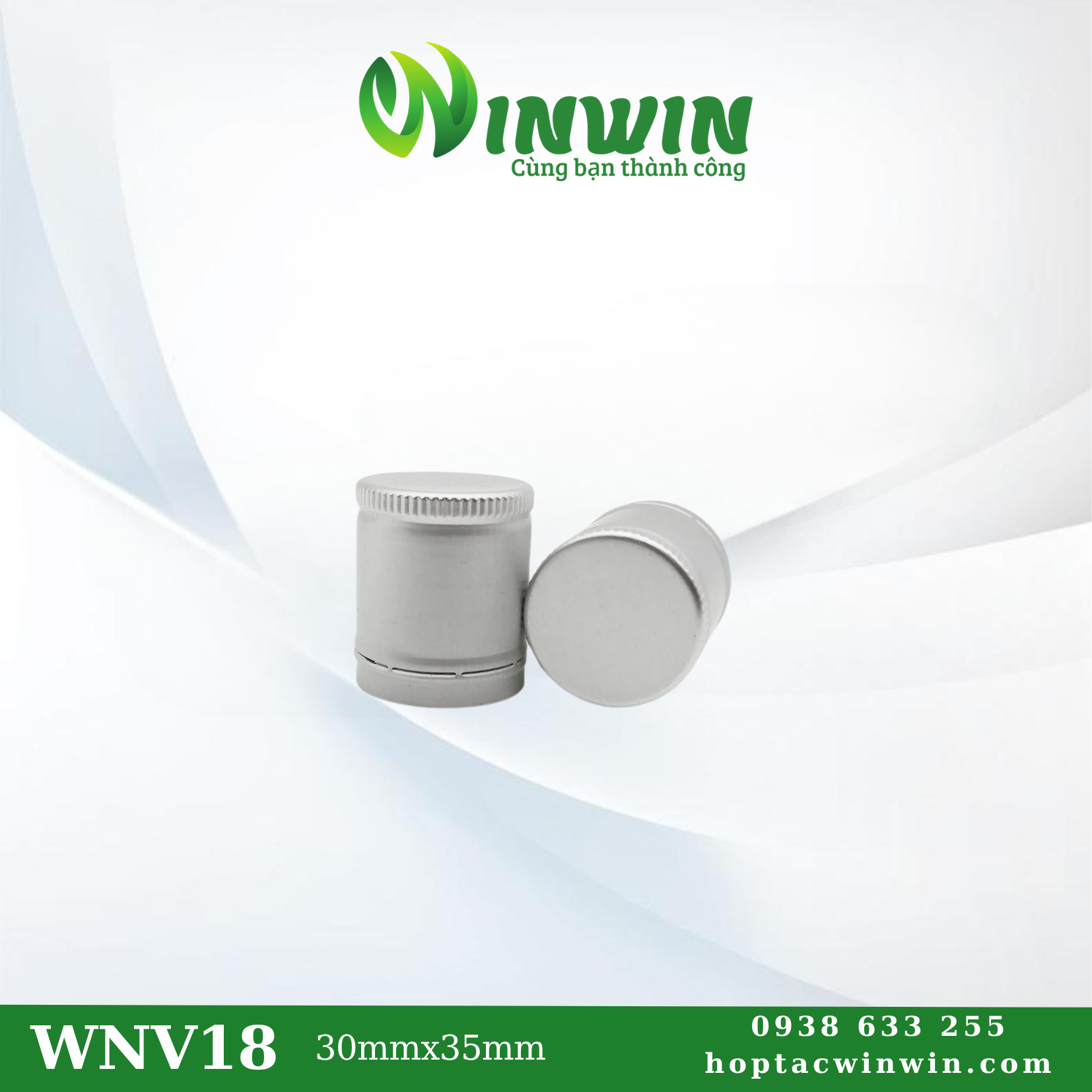 Nắp nhôm vặn 30mmx35mm màu bạc
