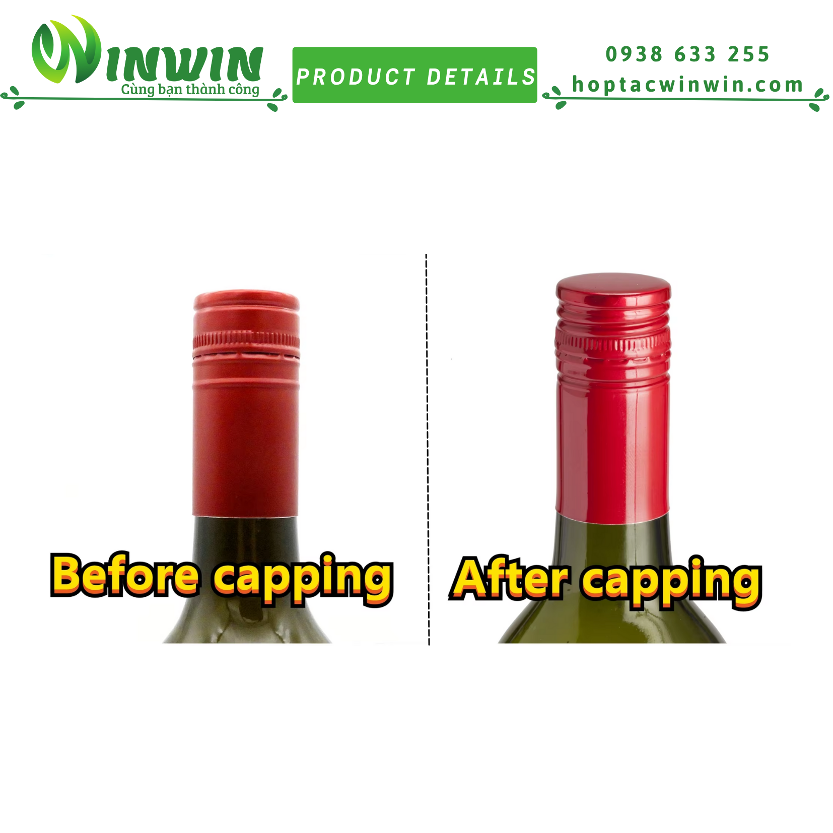 Nắp nhôm vặn 30mmx60mm màu vàng