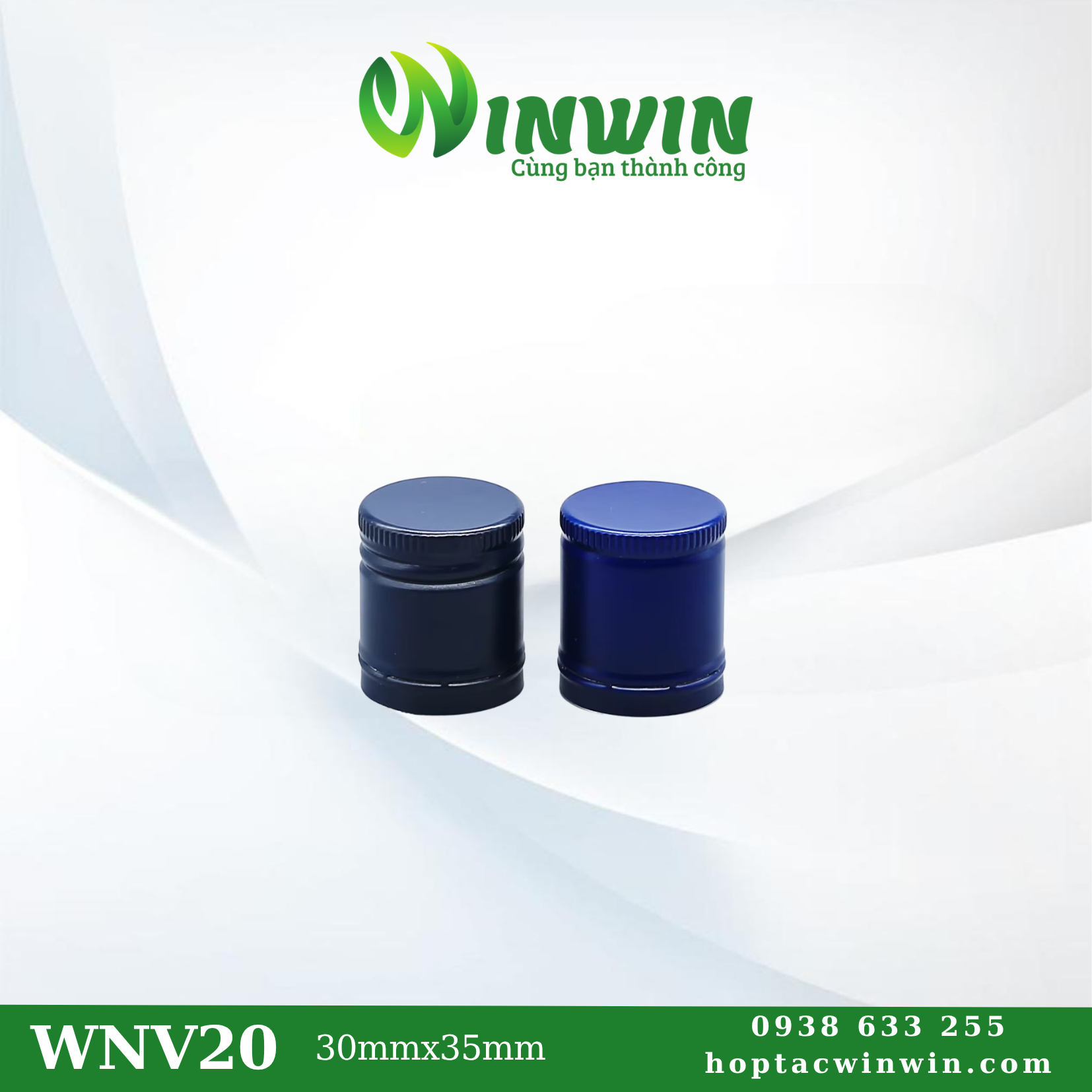 Nắp nhôm vặn 30mmx35mm màu xanh