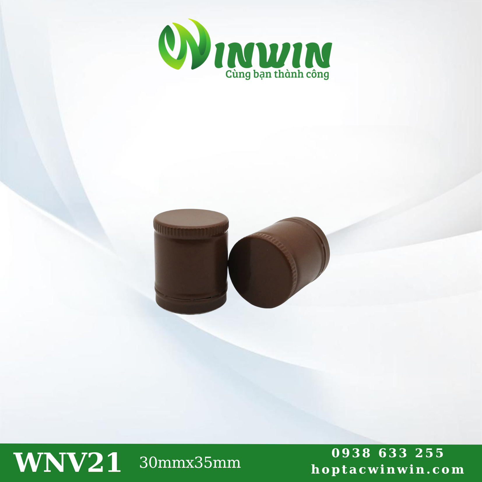 Nắp nhôm vặn 30mmx35mm màu nâu