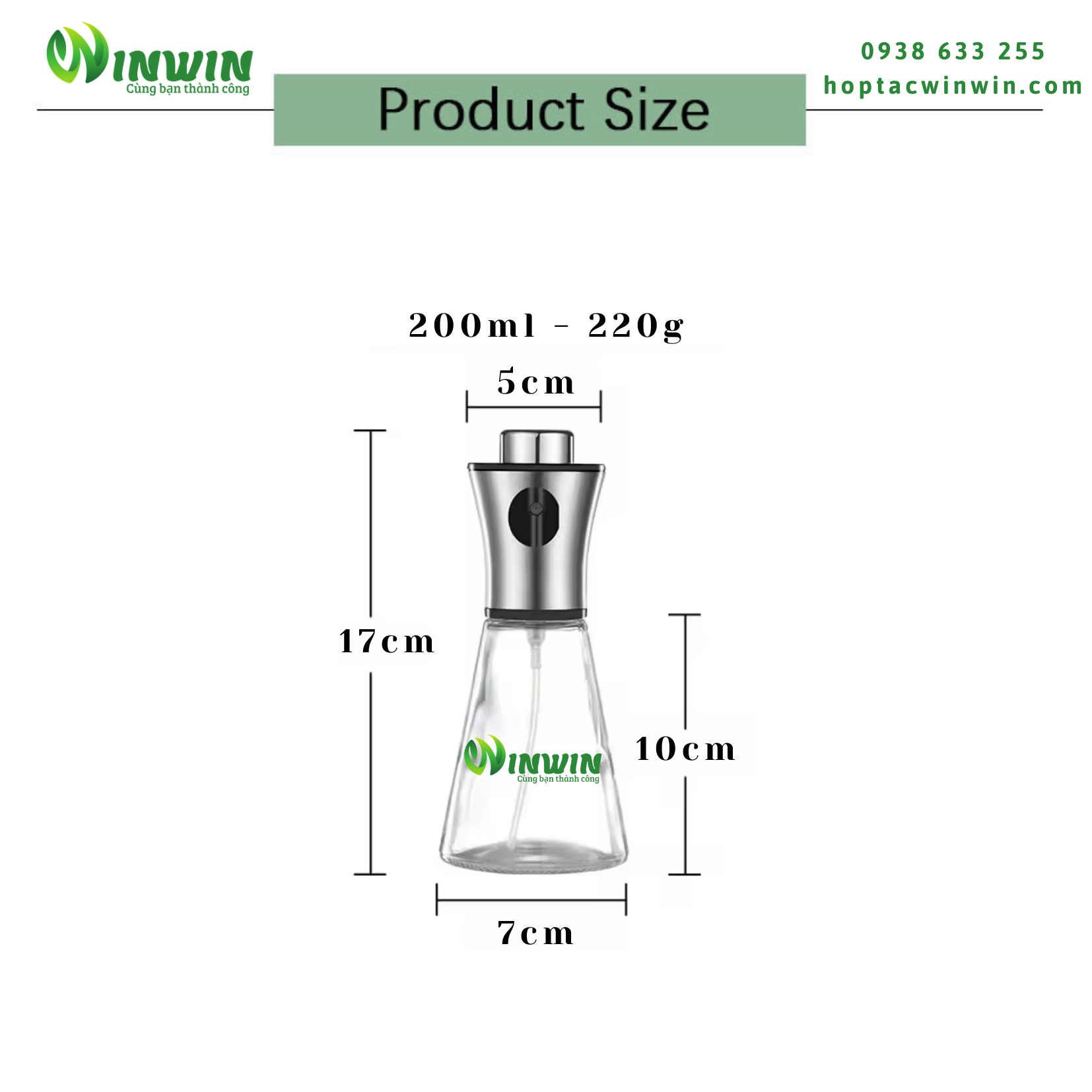 Chai thủy tinh vòi xịt dáng tam giác 200ml
