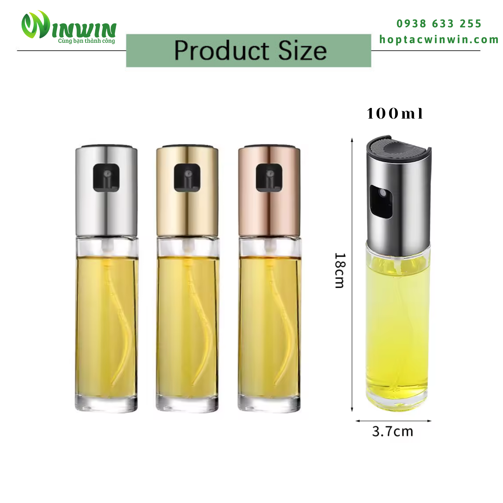 Chai thủy tinh vòi xịt dáng thẳng 100ml