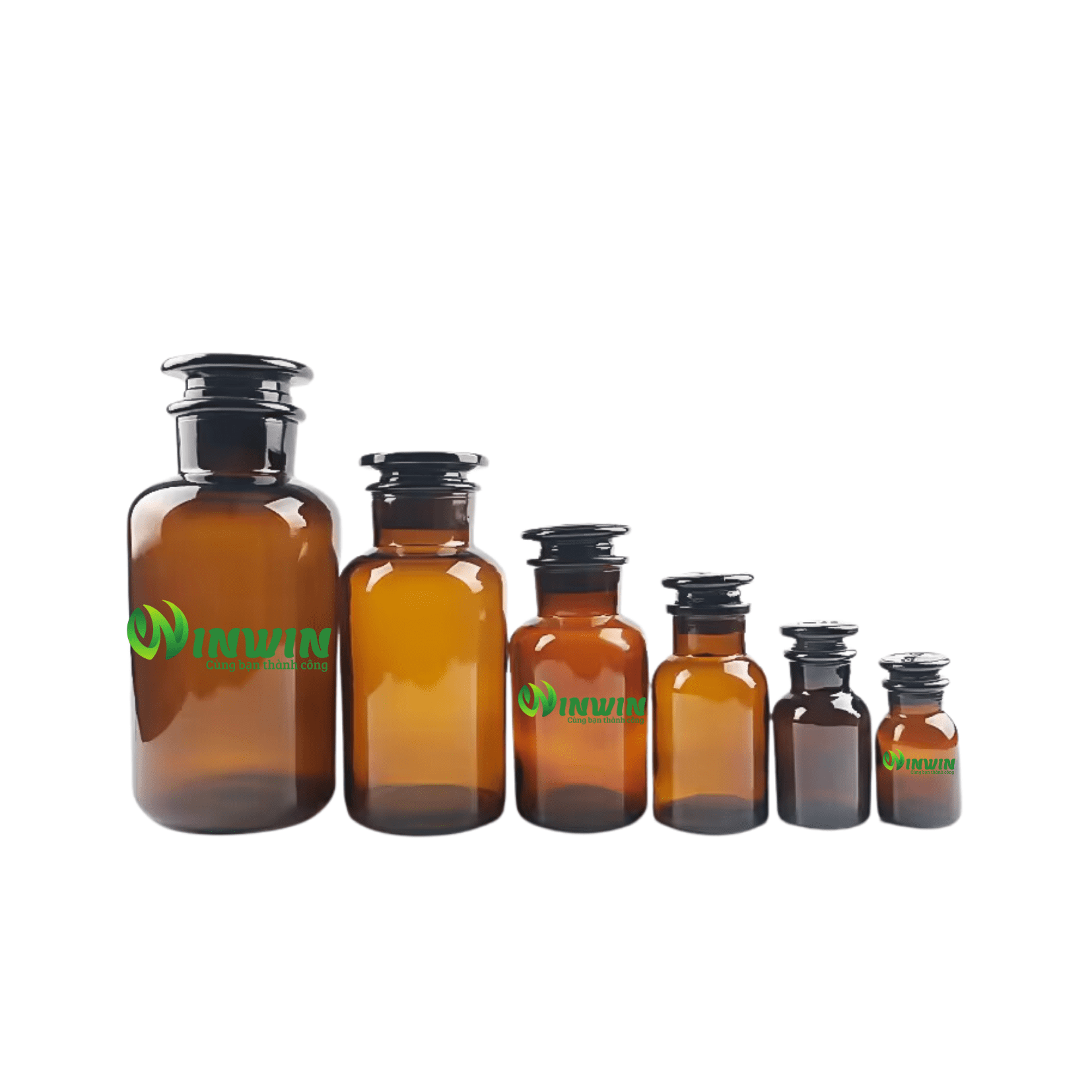 Chai + nắp thủy tinh miệng rộng 30ml 60ml 125ml 250ml 500ml 1000ml màu nâu