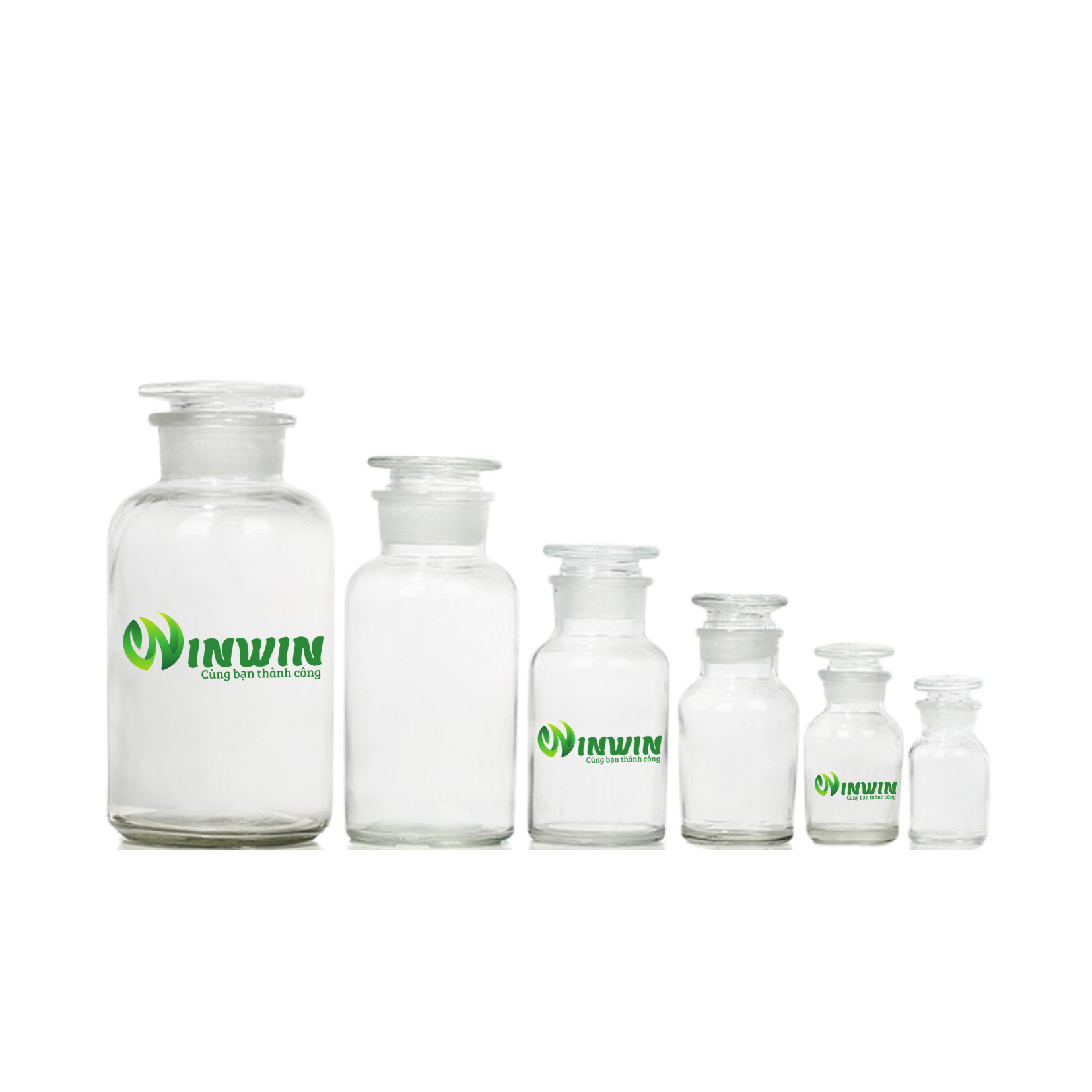 Chai + nắp thủy tinh miệng rộng 30ml 60ml 125ml 250ml 500ml 1000ml màu trong