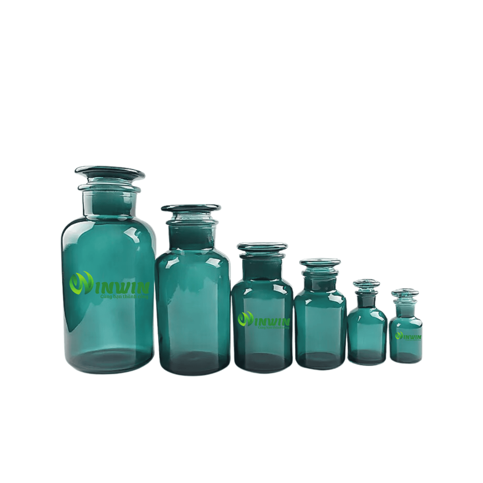Chai + nắp thủy tinh miệng rộng 30ml 60ml 125ml 250ml 500ml 1000ml màu xanh cổ vịt