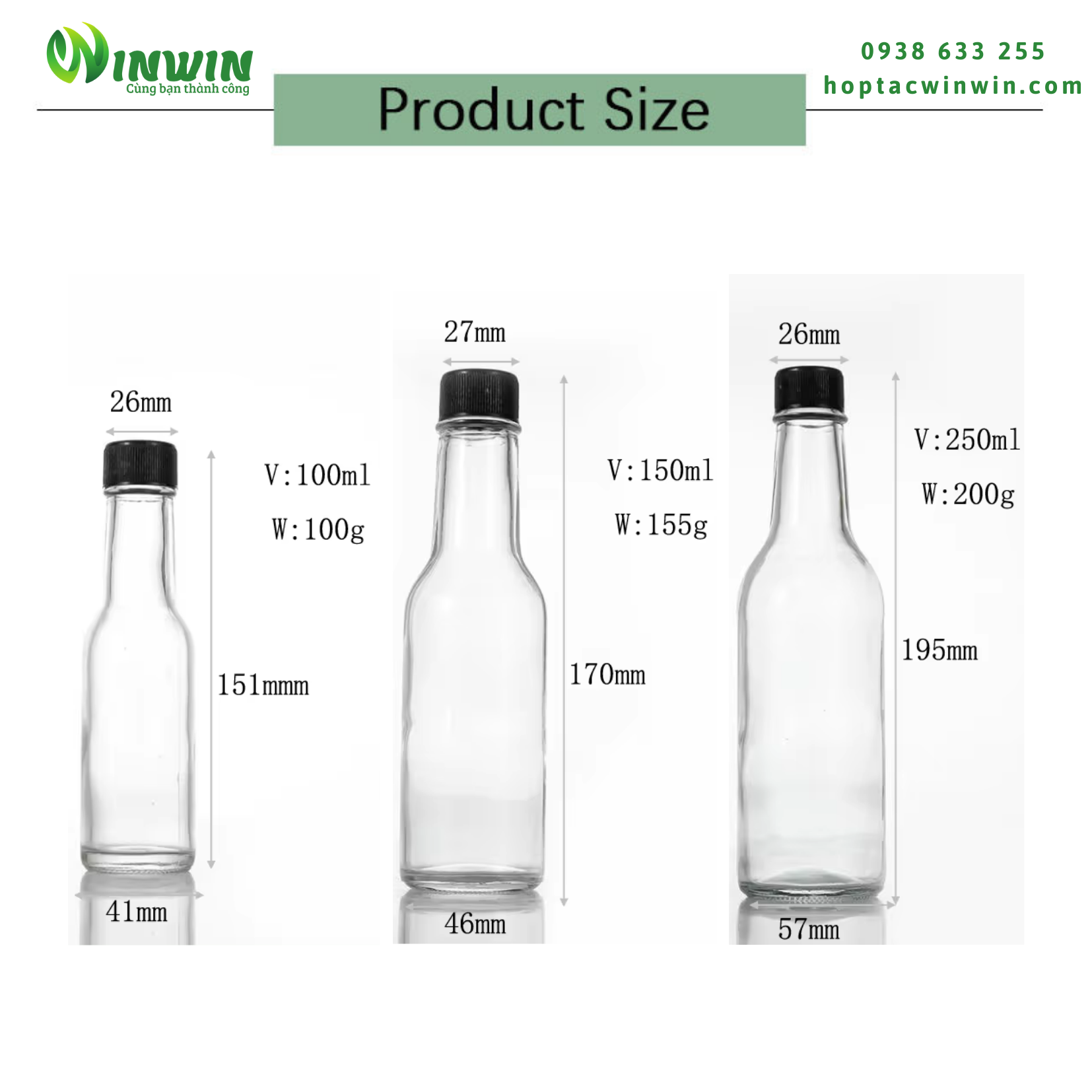 Chai thủy tinh 100ml 150ml 250ml