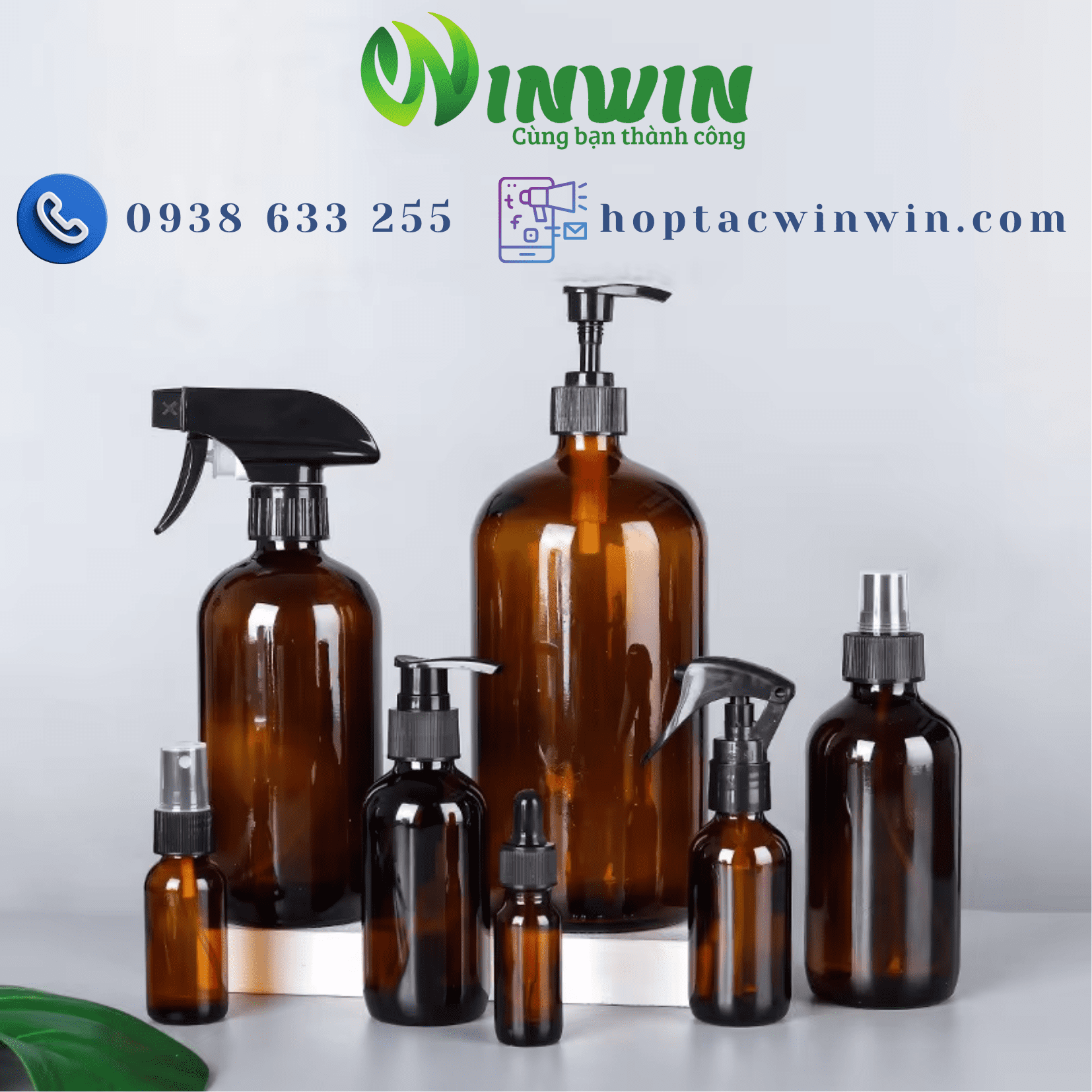 Chai thủy tinh Boston màu nâu 15ml - 1000ml